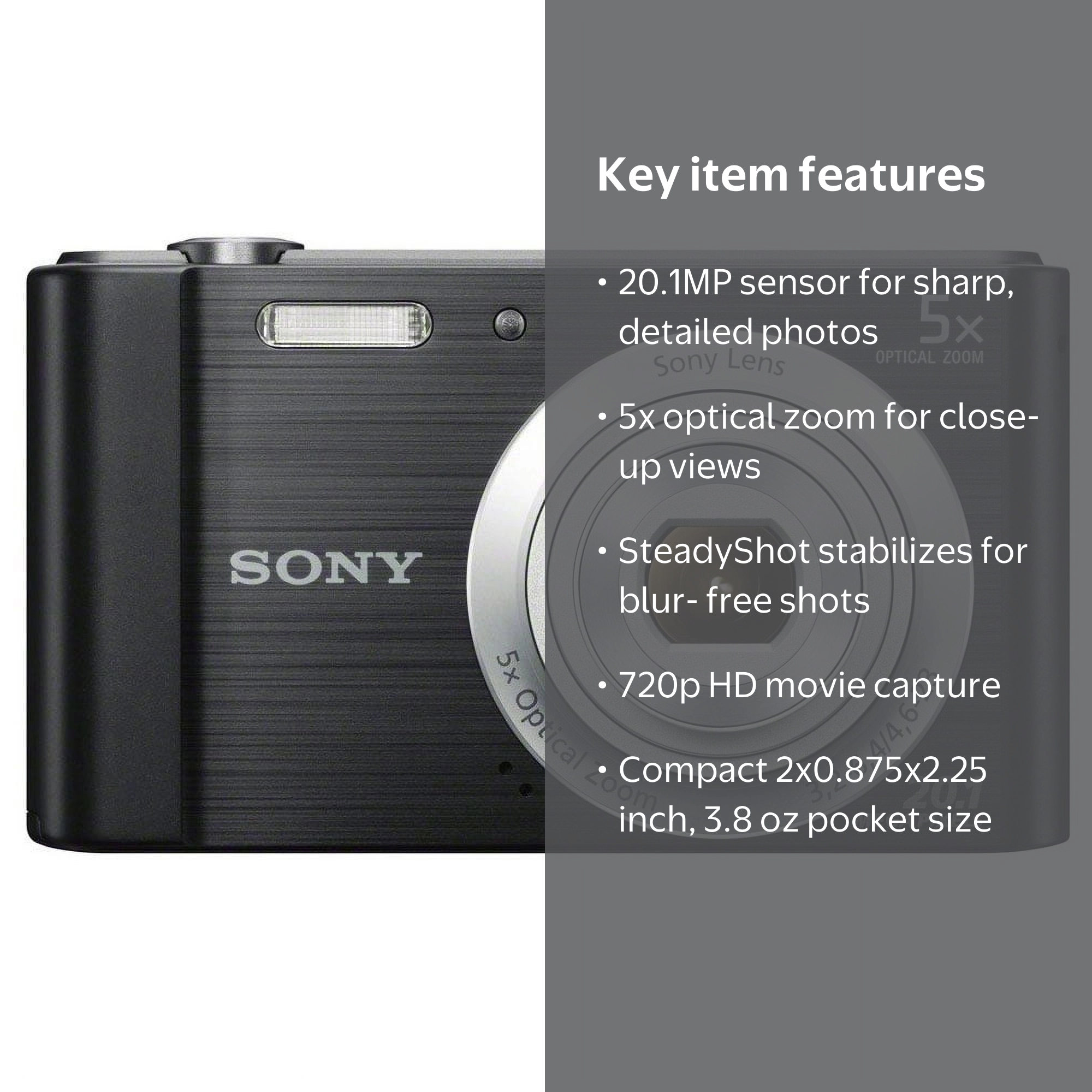 Sony Cyber-shot W800 Compact Digital Camera (Black) - Walmart.com