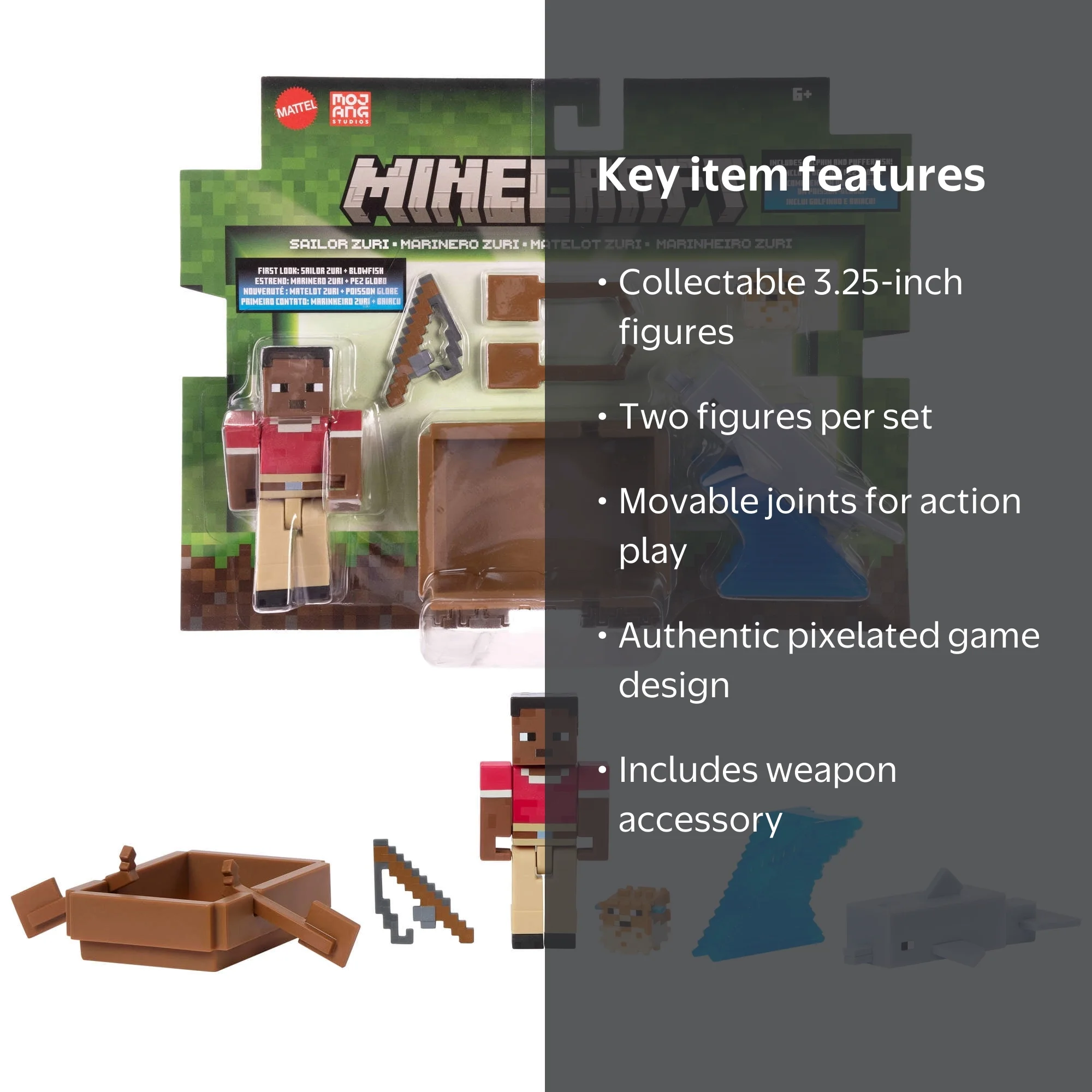 Minecraft, Action Figures and Accessories, 2-Pack, 3.25 inch scale