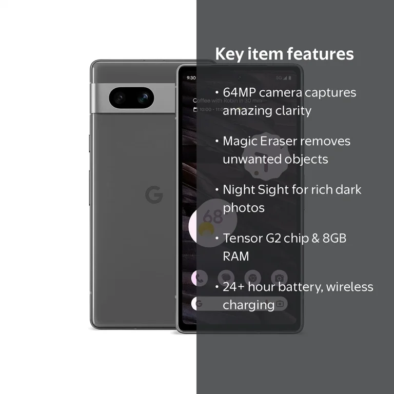 Google Pixel 7a - 5G Smartphone, 128 GB, Charcoal, Dual-SIM