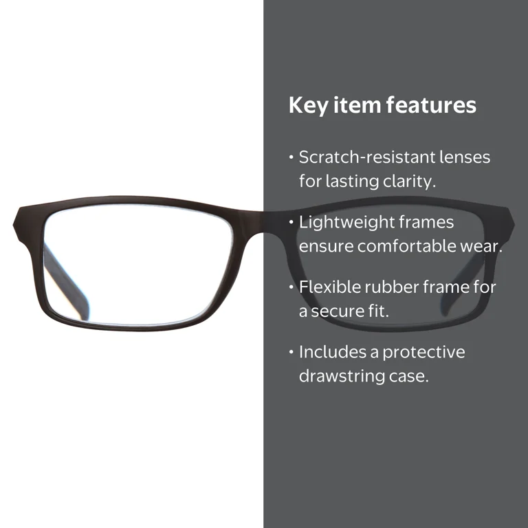 Ironman Rectangle Black Reader Eyeglass 1.50 - Walmart.com