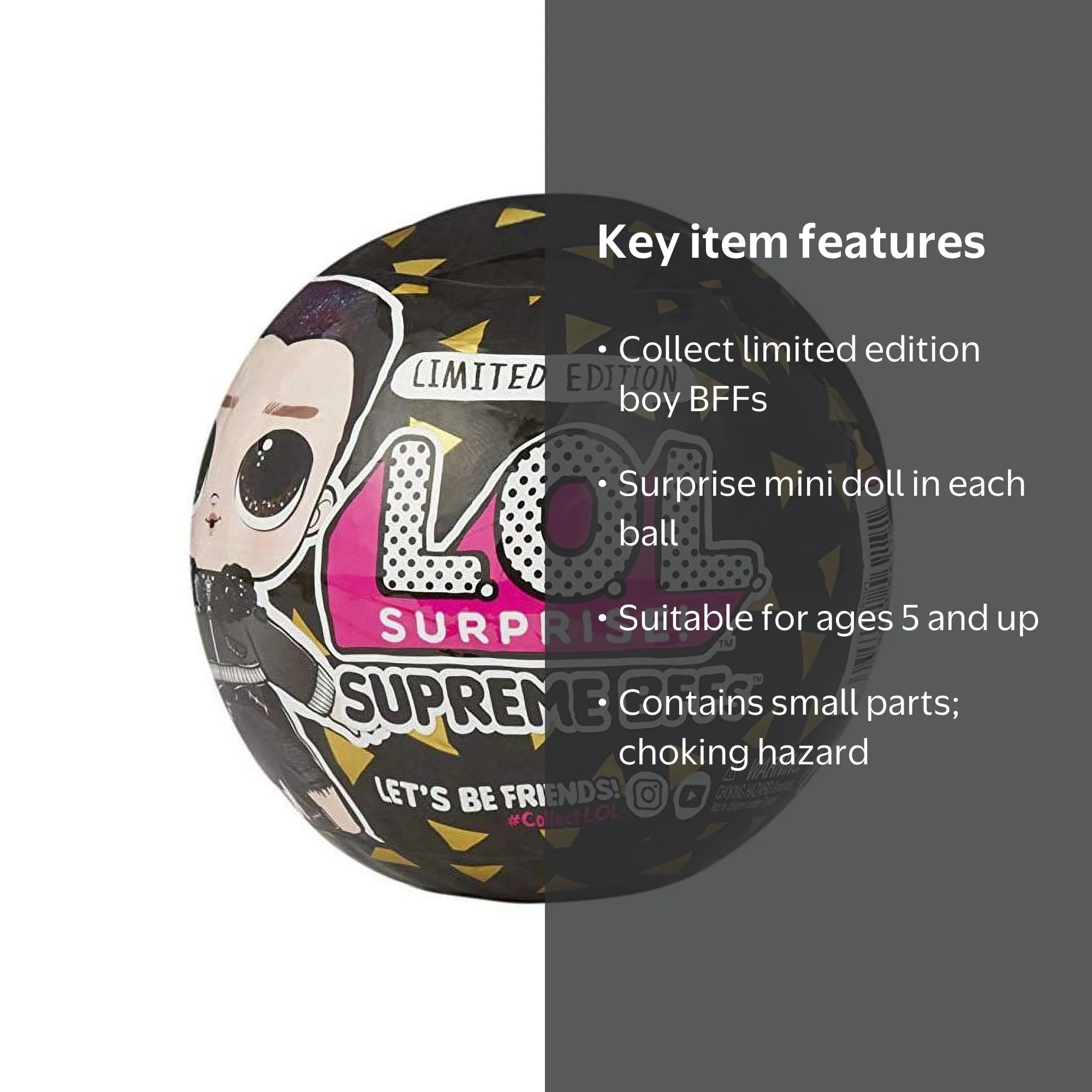 LOL Surprise Doll Blind Ball - Supreme BFFs Mystery Pack, Black