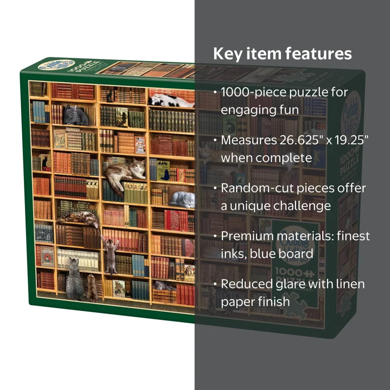 Cobble Hill 1000 Piece Puzzle: The Cat Library - Reference Poster