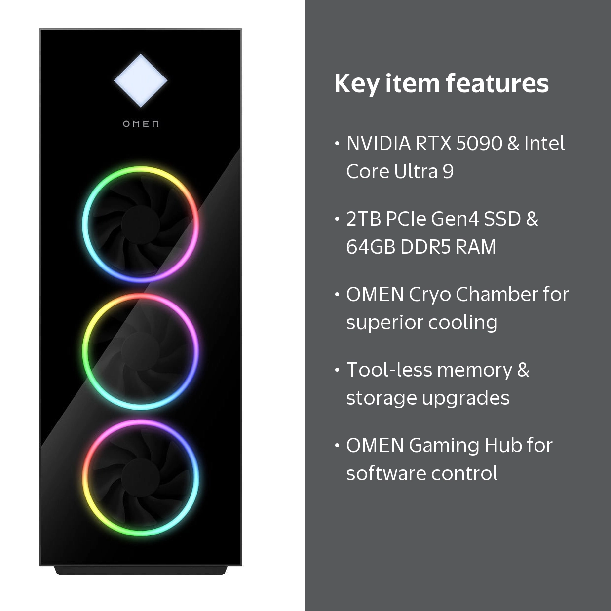 HP, OMEN Desktop, Intel Core Ultra 9, 64 GB RAM, 2 TB SSD