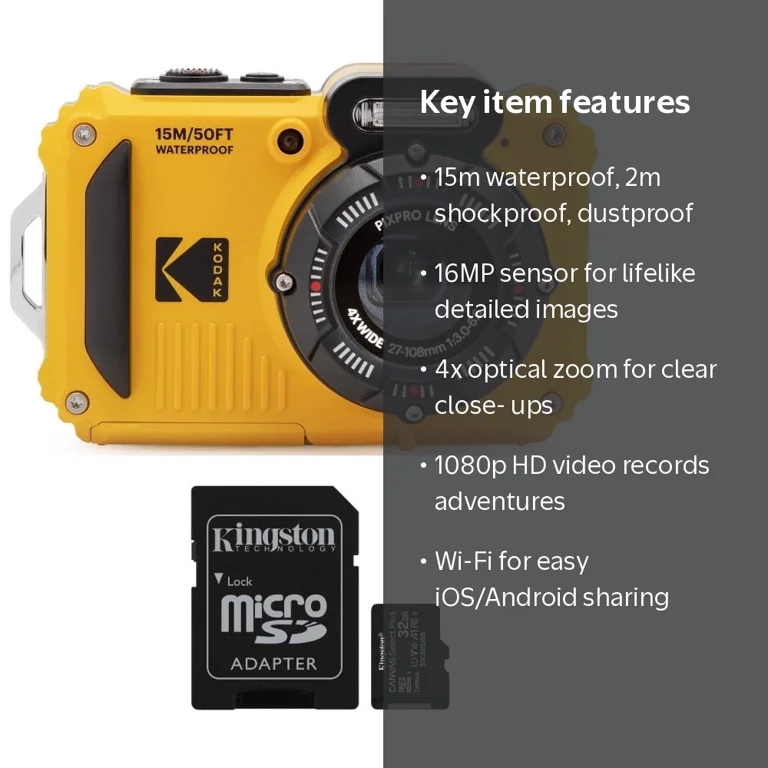 Kodak WPZ2 Digital Camera, Waterproof, Shockproof, Dustproof, 16MP