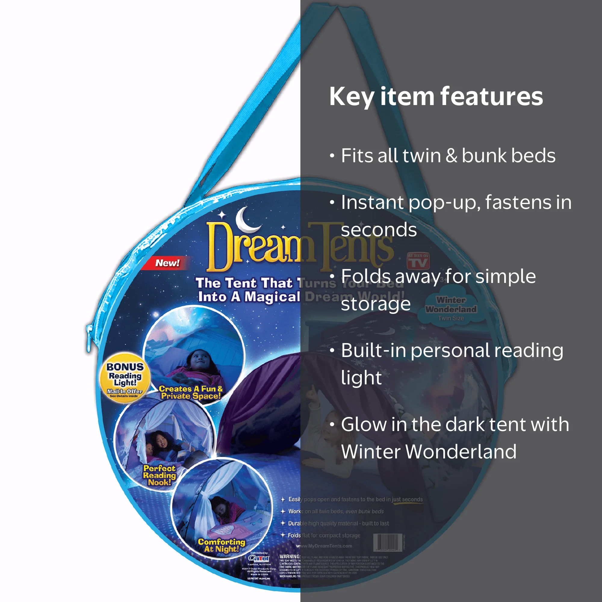 DreamTents, Kids Pop Up Play Tent, Winter Wonderland, Bed Canopy