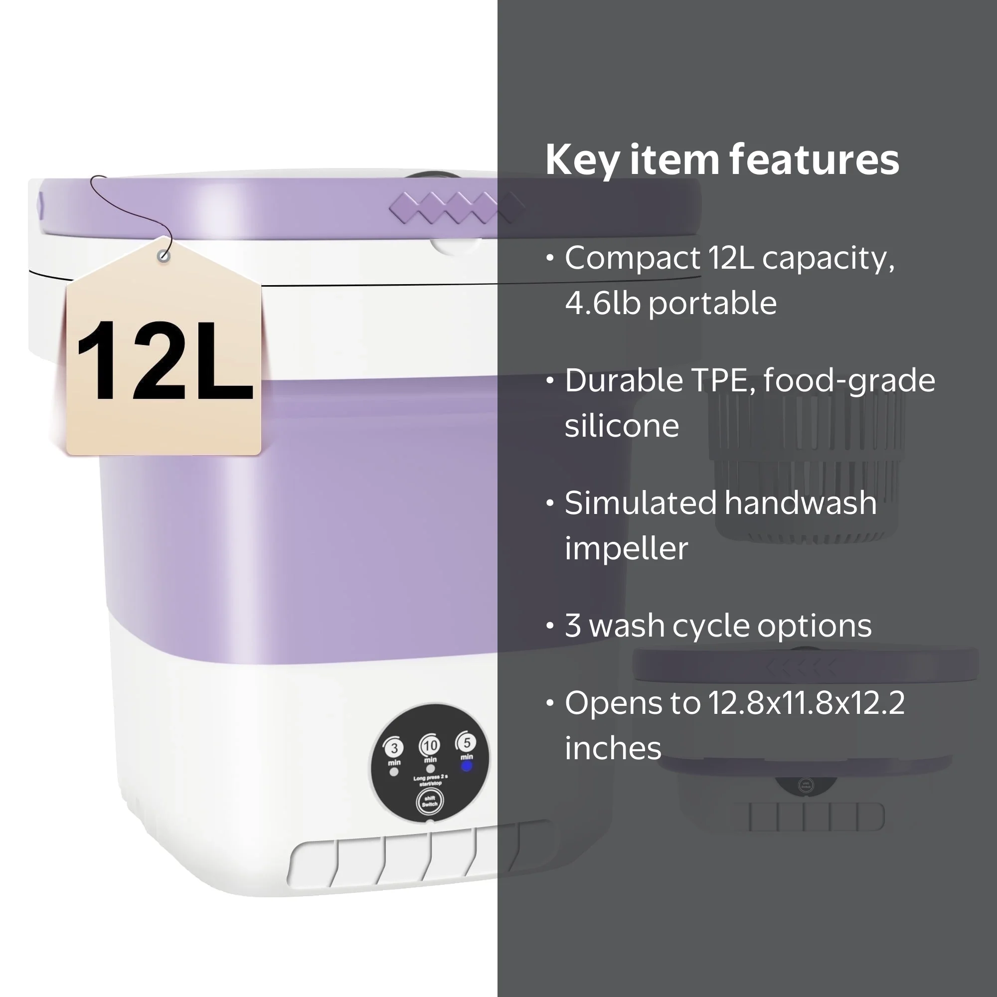Pentantan 12L Portable Washing Machine, Mini Foldable Washer for