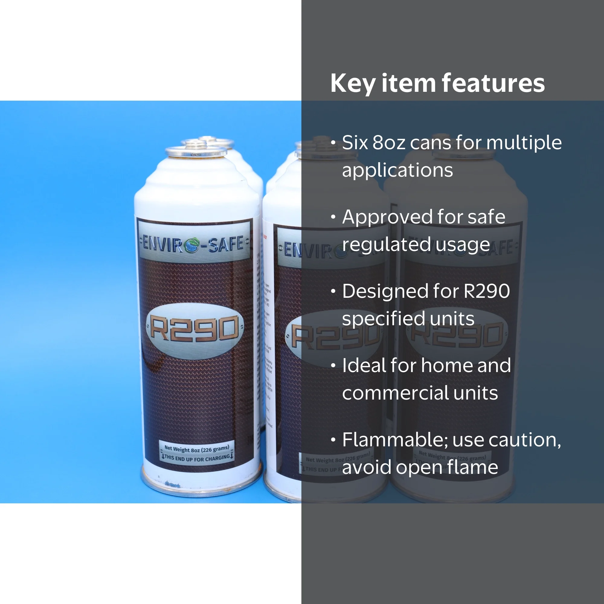 Envirosafe R290 Icemaker Refrigerant, 6 -8oz Cans R-290 for Ice