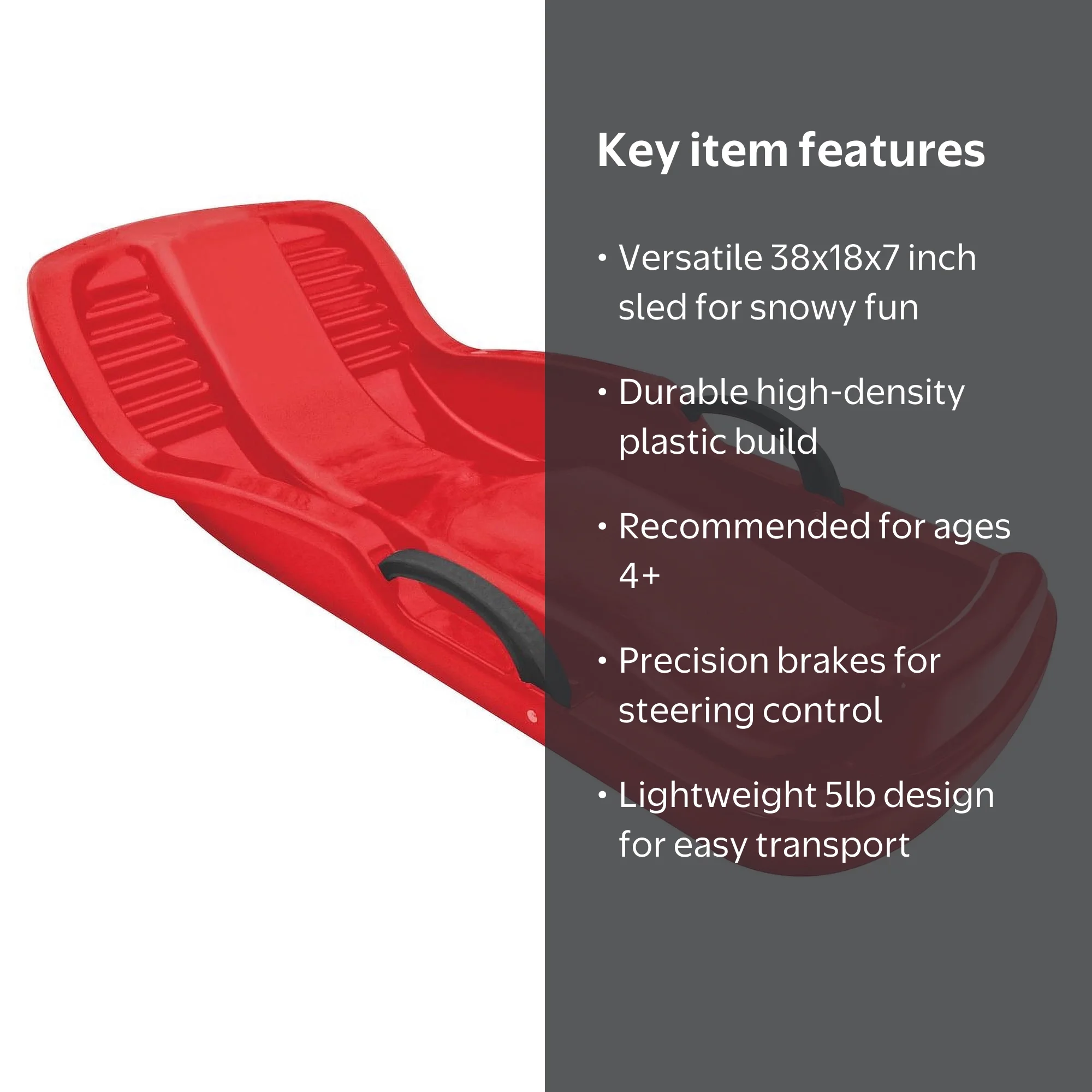Paricon Flexible Flyer Winter Heat Sled w/ Brakes, Ages 4 & Up, 38