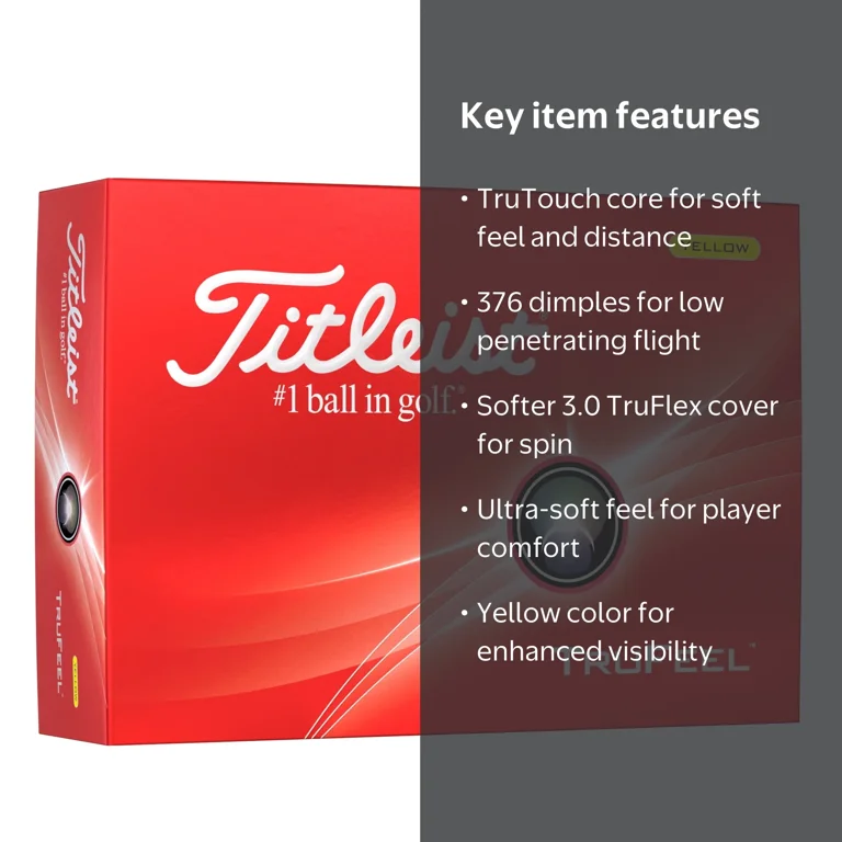 Free Shipping! Titleist 2024 TruFeel Yellow Golf Ball Soft Feel