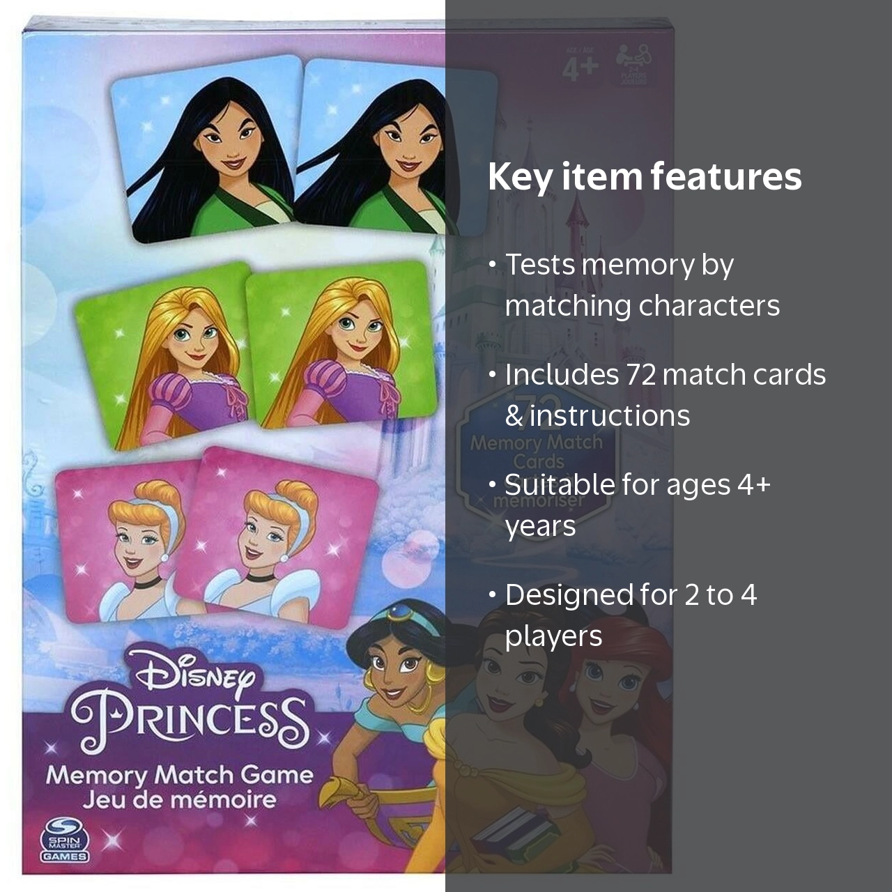 Disney Princess Memory Match Game - 72-Piece Educational Game for