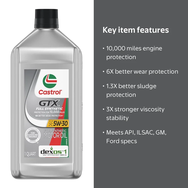 Castrol GTX Full Synthetic 5W-30 Motor Oil, 1 Quart - Walmart.com