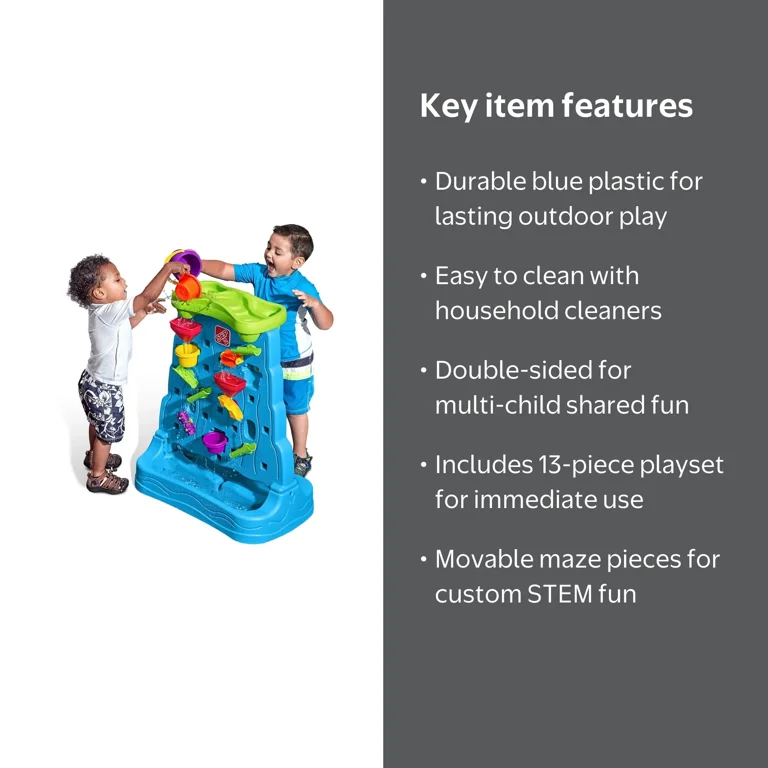 Step2, Waterfall Discovery Wall, 13-piece Water Playset for