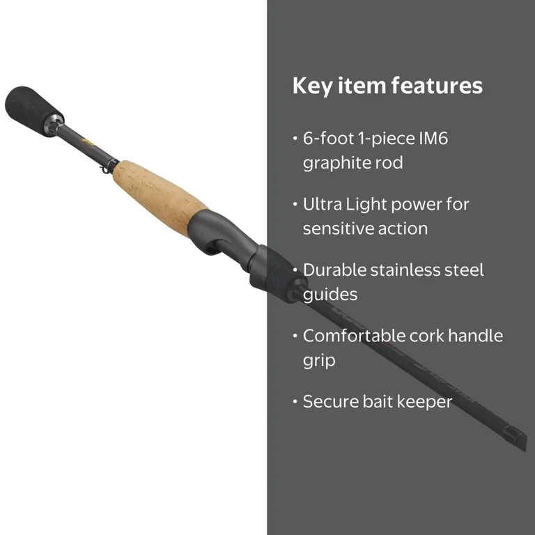 Lew's Laser SG1 Spinning Fishing Rod, 6-Foot 1-Piece Rod, Ultra