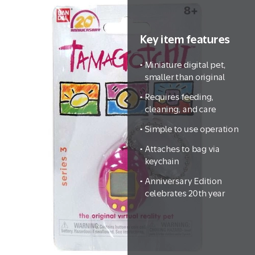 Tamagotchi 20th Anniversary Mini Pink Virtual Pet Toy with Key