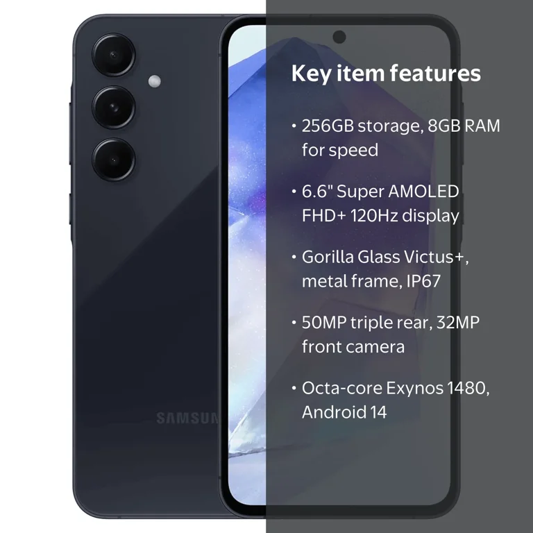 Samsung Galaxy A55 5G + 4G LTE Unlocked Smartphone, 256GB + 8GB