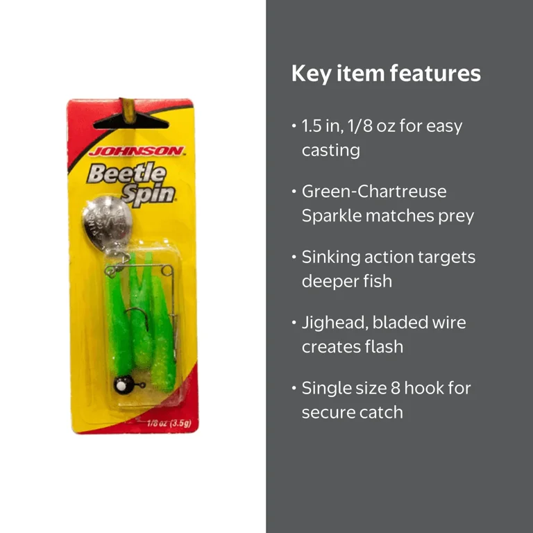 fishing beetle lures H&H Sparkle Jig Spin, White harder vibrations to attract fish from farther away Thumpin' Blades: put some Spin