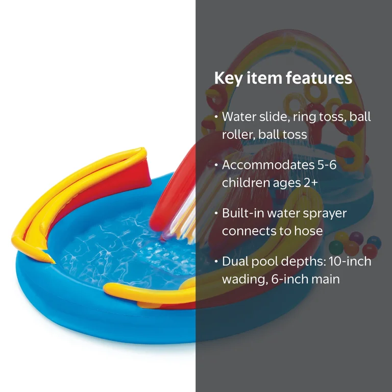 Intex, Inflatable Pool, 9.75 x 6.3 Ft Rainbow Slide, Multicolor