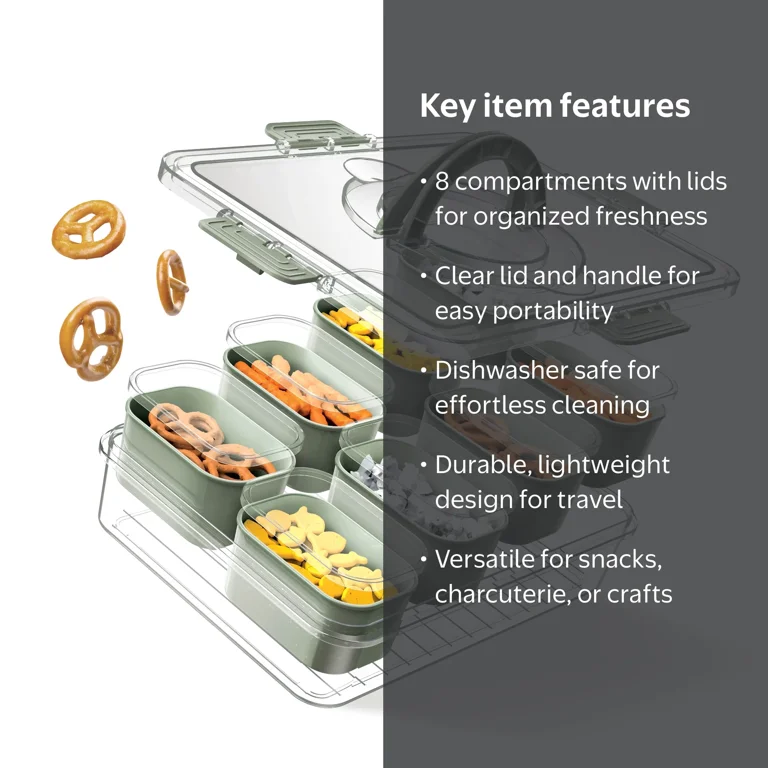 Cook With Color 8-Compartment Snackle Box, Charcuterie and Snack