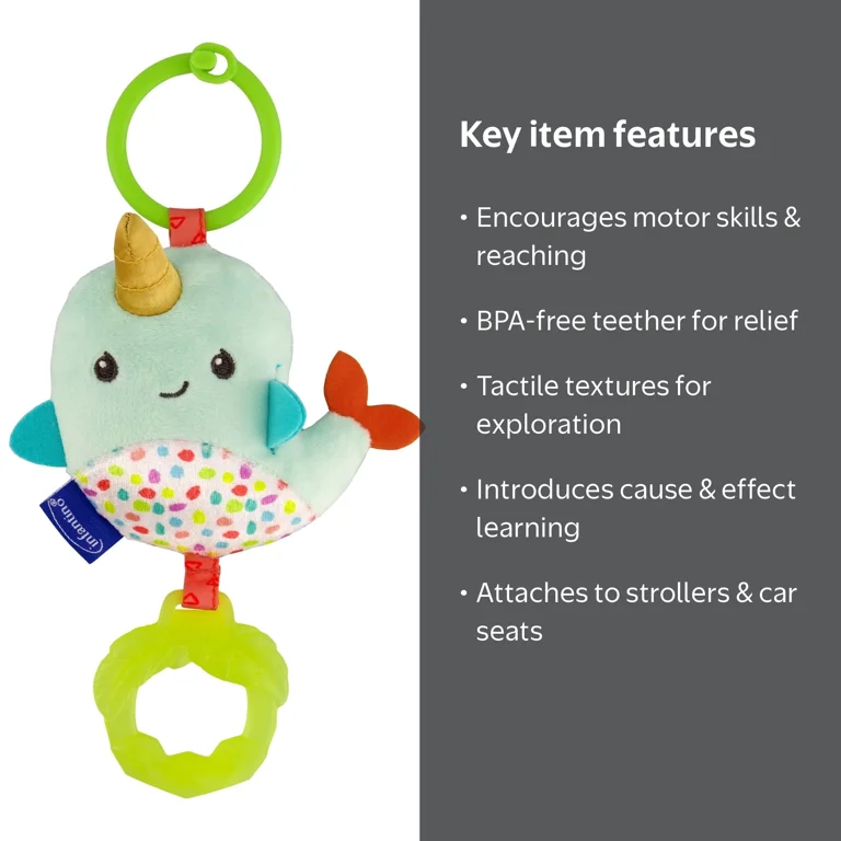 Infantino Chime & Go Tag Along Pal Toy, Clip-on Toy, Age 6-12