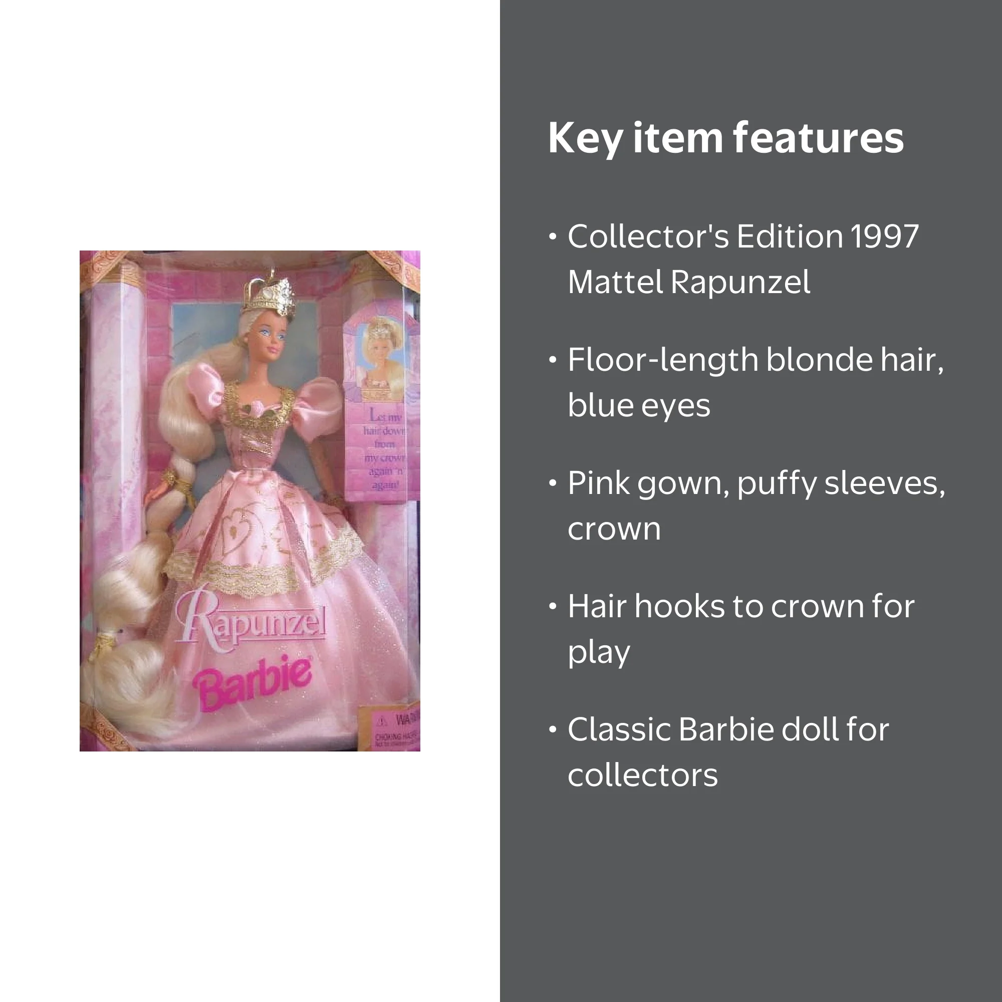 Rapunzel Barbie Doll 1997 Mattel 17646 NEW - Walmart.com