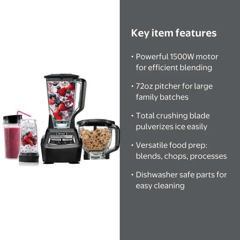 SharkNinja Blender, Processor Combo, 72oz Pitcher, 16oz Nutri