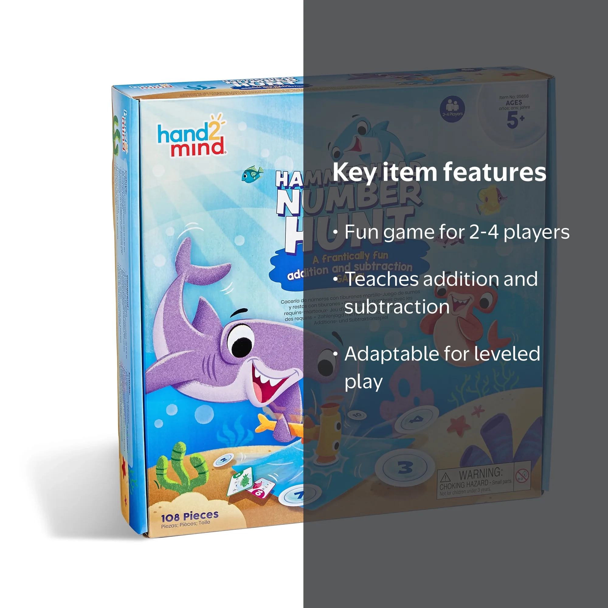 hand2mind Hammerhead Number Hunt! Math Board Game, Educational