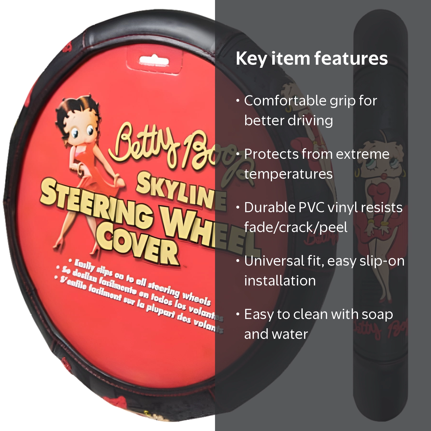 Plasticolor Officially Licensed Betty Boop Skyline PVC Steering