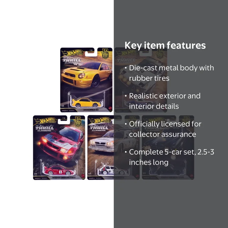 Hot Wheels Thrill Climbers 5pk Diecast Cars Car Culture 10th Anniv