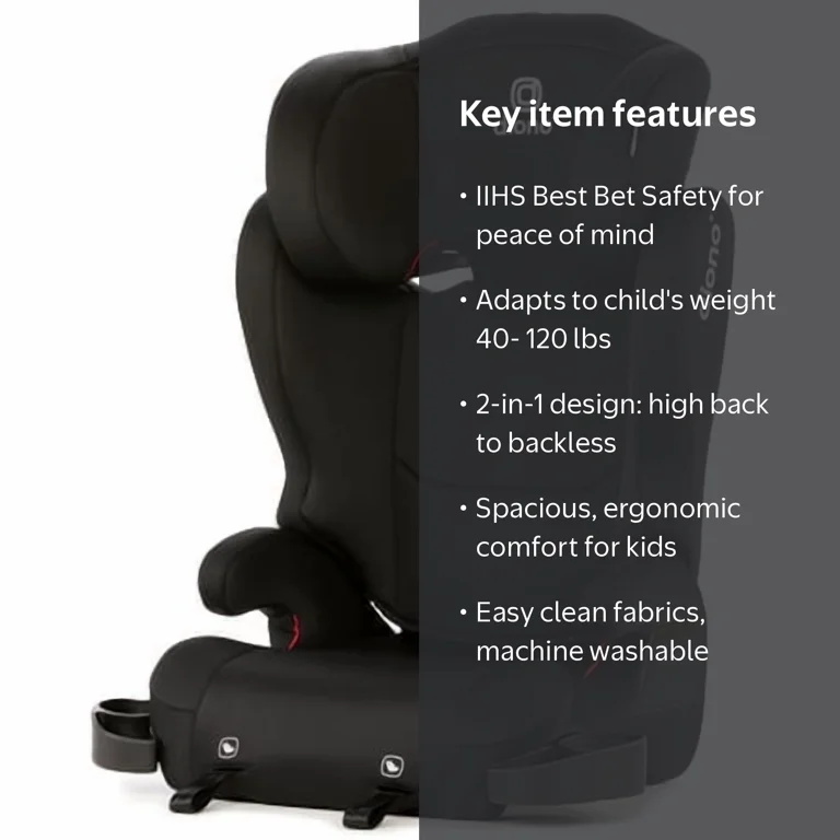 Diono Cambria 2 Latch 2-in-1 XL Highback Booster Seat, Black, 40