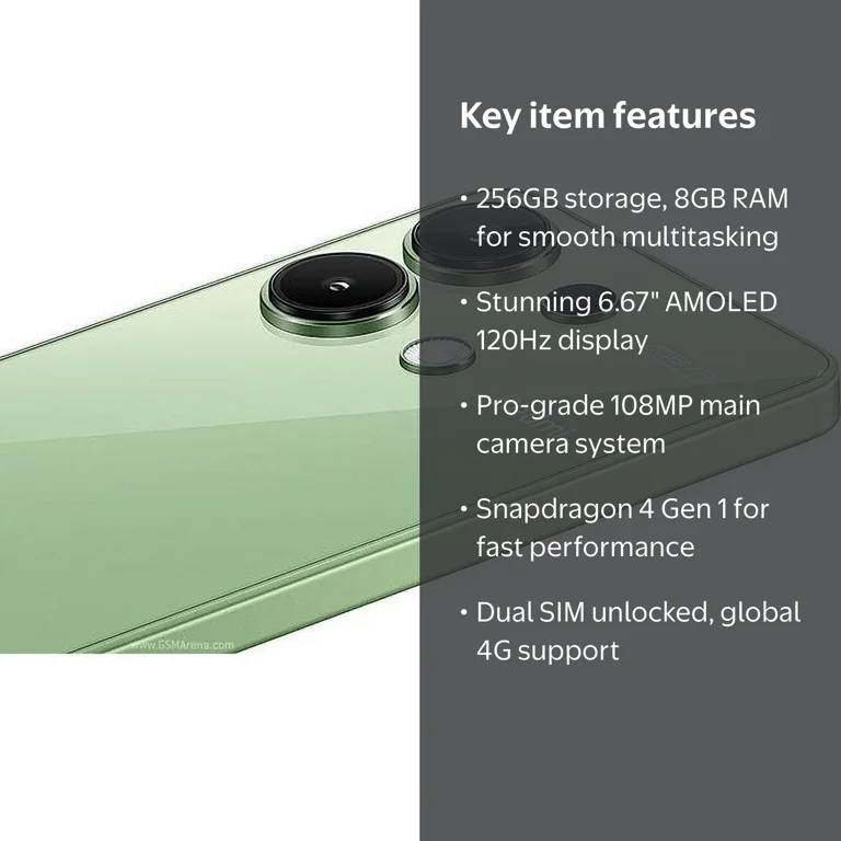 Xiaomi Redmi Note 13, 4G LTE, 256GB/8GB, 108MP Trio, Tmobile Mint
