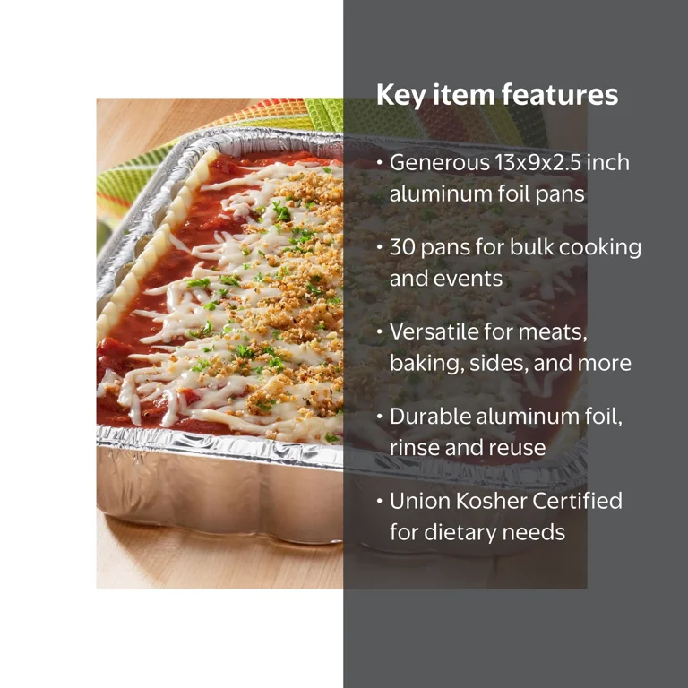 Handi-foil, Aluminum Foilware Giant Lasagna Pans, 30 ct, Silver