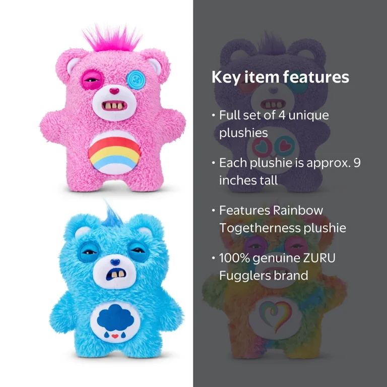 ZURU Fugglers Care Bears 9'' Plushies (Full Set of 4) - Walmart.com