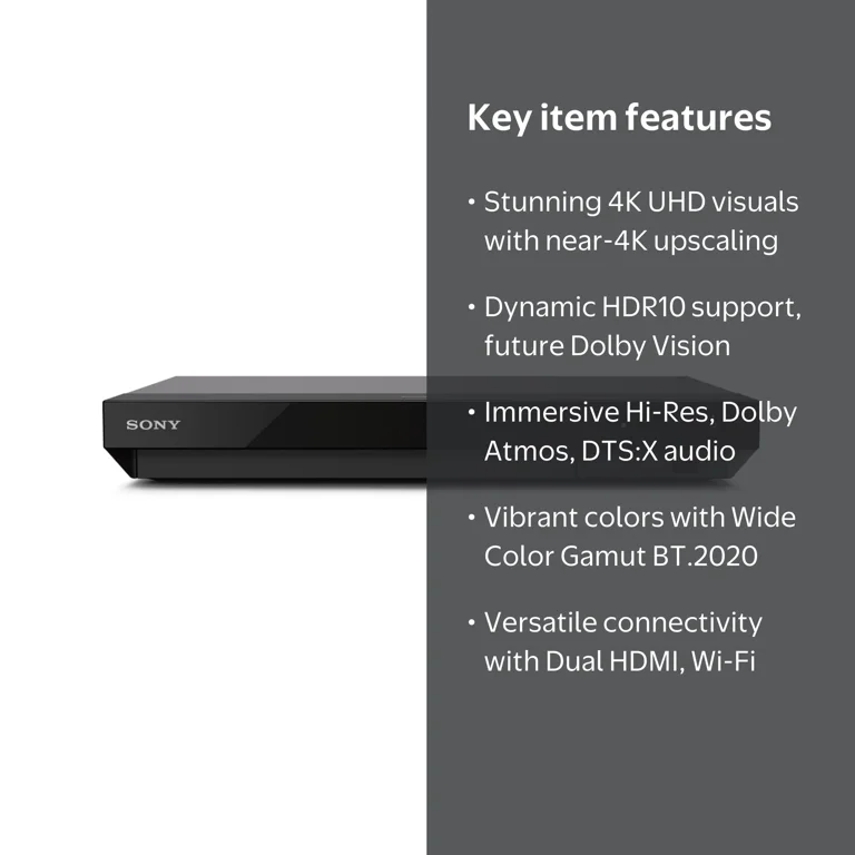 Sony, Blu-ray Player, UBP-X700M, 4K Ultra HD HDR Wi-Fi - Walmart.com