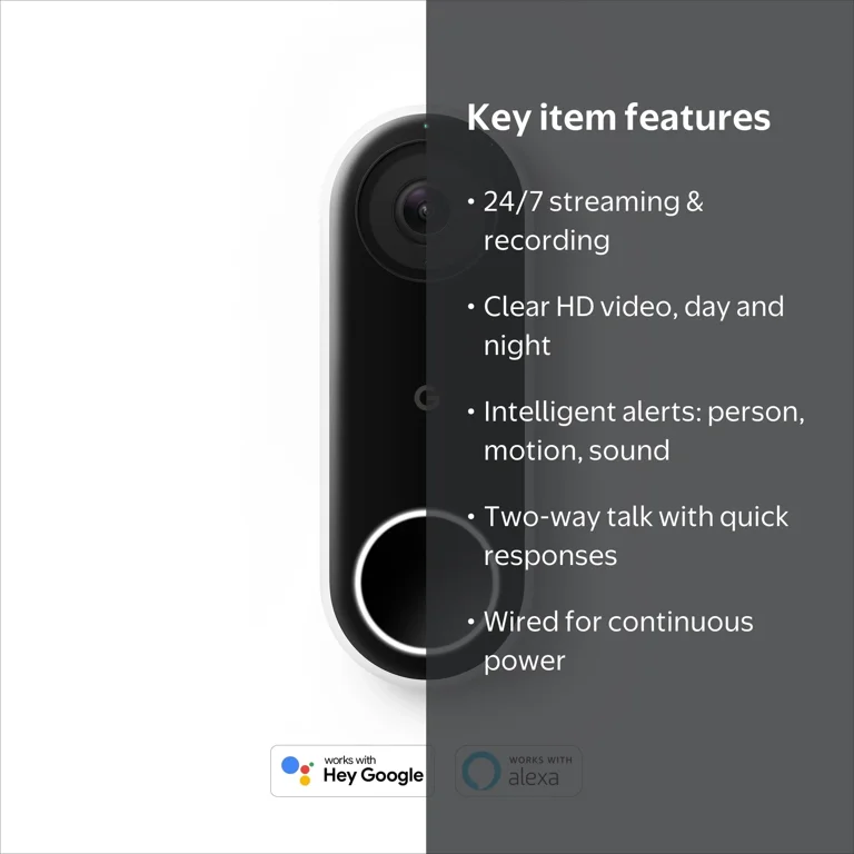 Nest, Video Doorbell, Wired Wi-Fi Smart with HD Video and Alerts