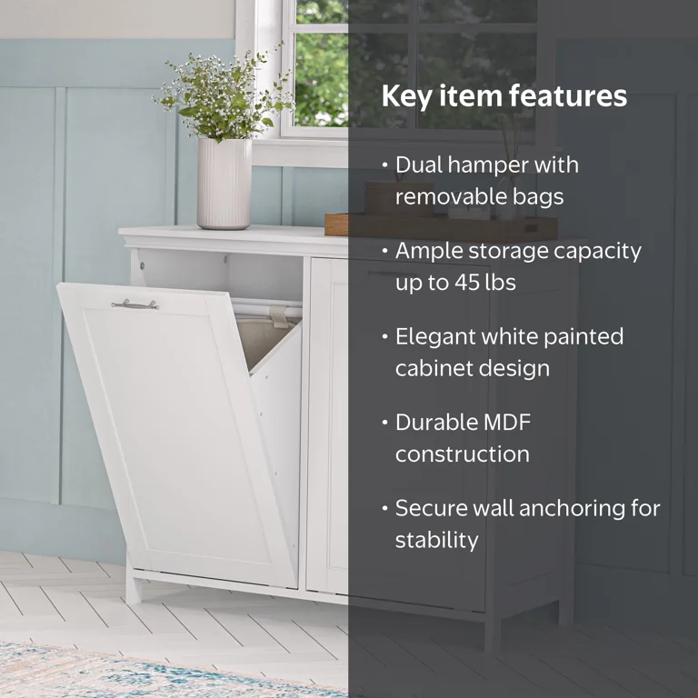 RiverRidge Somerset Double Tilt-Out Laundry Hamper Cabinet with