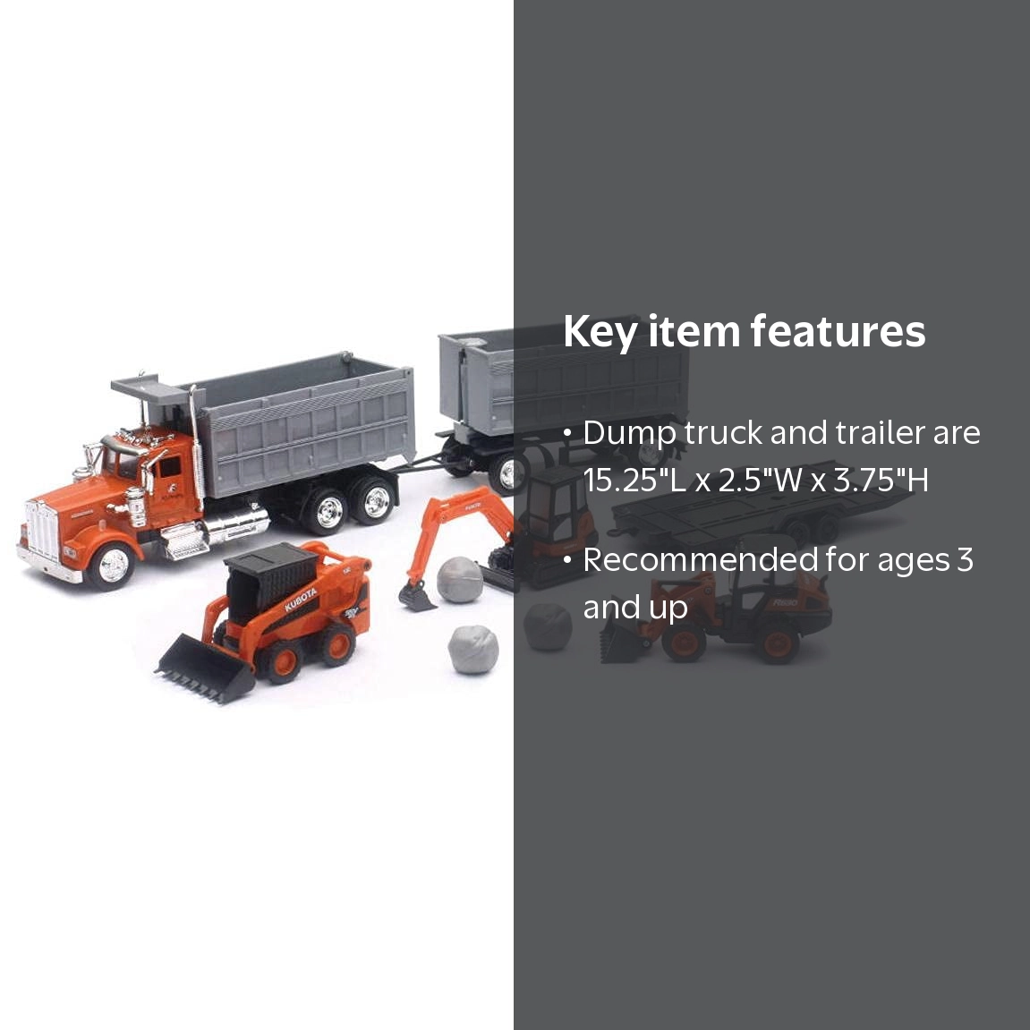 New-Ray, Kubota Construction Vehicle with 1:43 Kenwood Dump Truck