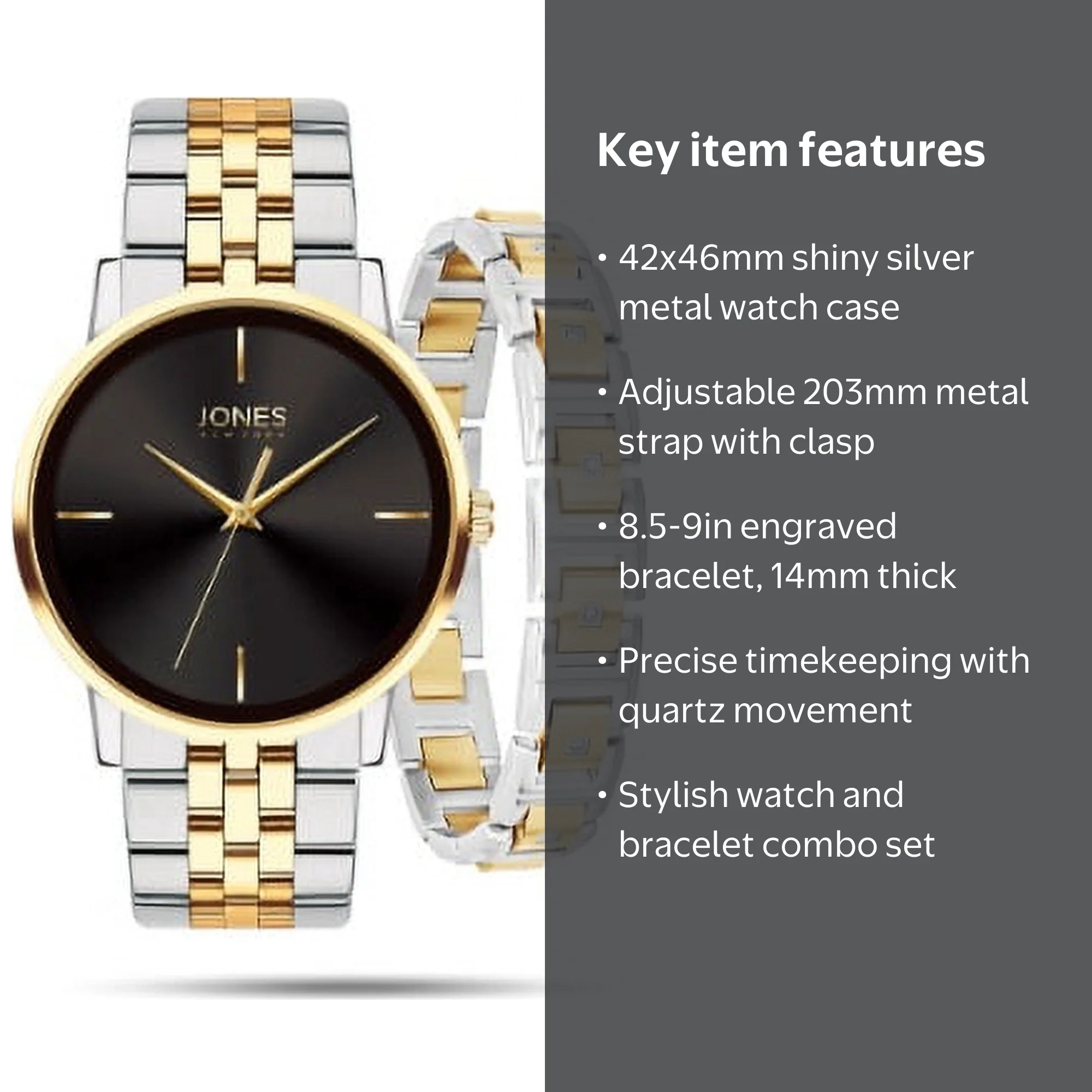 Jones New York Men's Quartz Movement Metal Analog Watch and