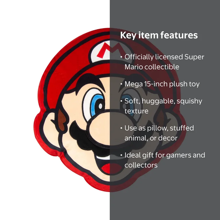 Club Mocchi Mocchi - Nintendo Super Mario Face Plush Toy, 12 Inch
