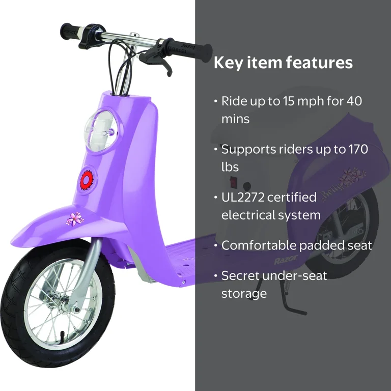 Razor Kids' Pocket Mod 24V Electric Powered Scooter with Seat and