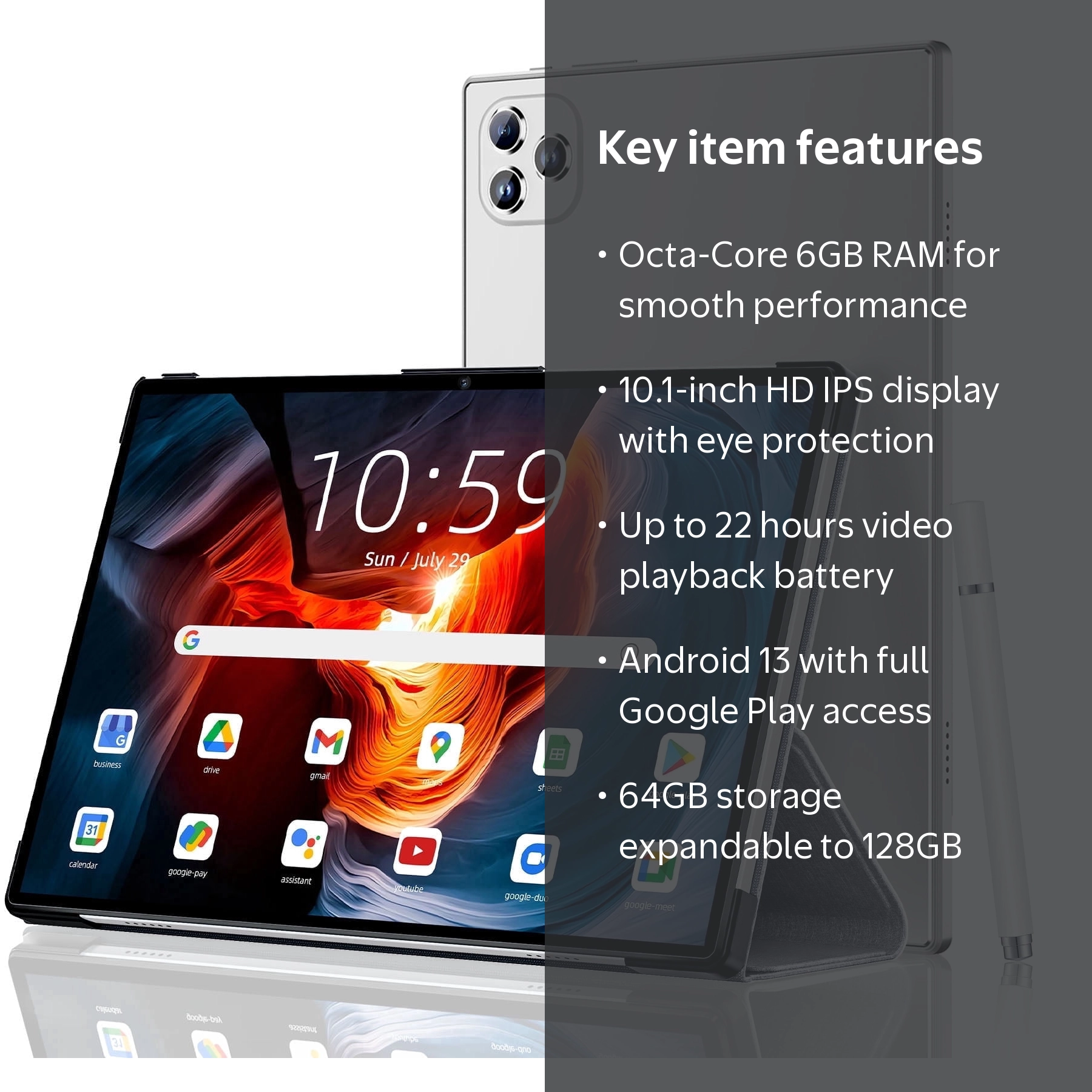 VEAT00L Tablet,10.1 inch Android 13 Tablets 2025,6GB RAM 64GB ROM