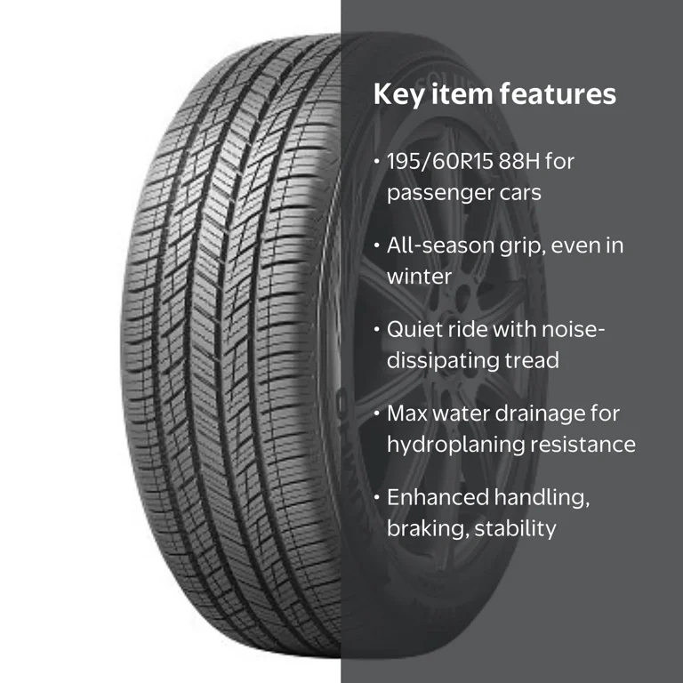 Kumho Solus TA51a All Season Tire, 195/60R15 88H, Passenger Cars