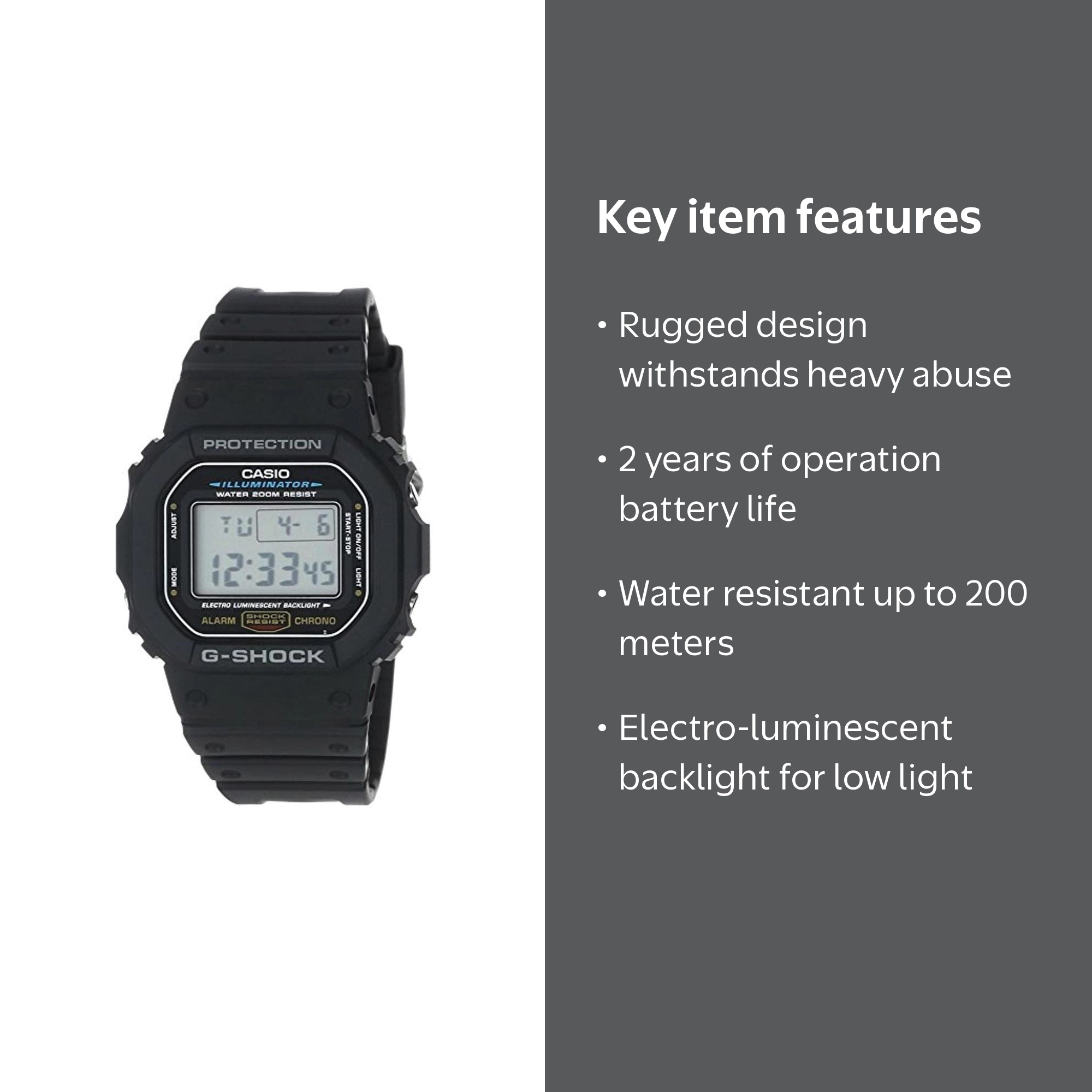 U*！様 CASIO G-SHOCK DW-5600E 腕時計 本体 Casio, G-Shock Classic Core Watch, DW5600E-1V, Shock Resistant
