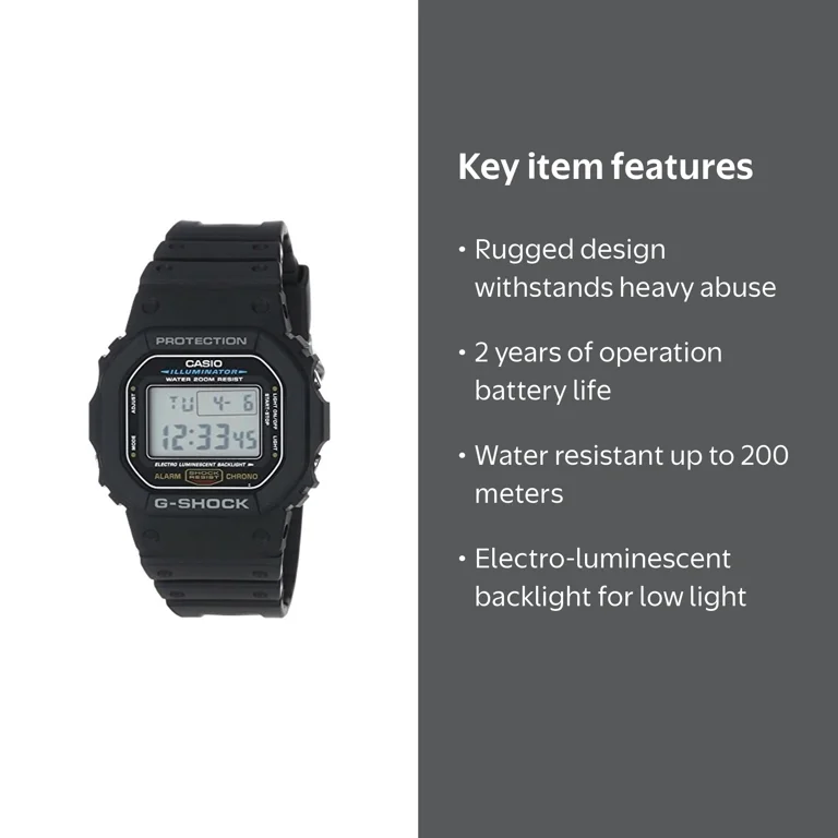 Casio, G-Shock Classic Core Watch, DW5600E-1V, Shock Resistant