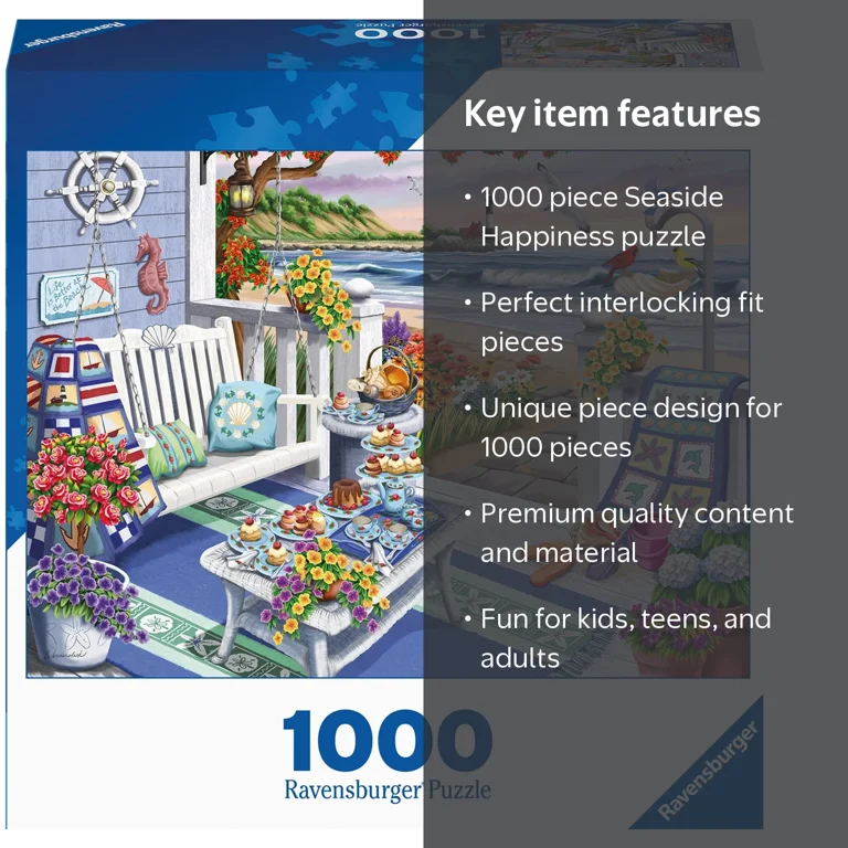 Ravensburger Seaside Happiness 1000 Piece Jigsaw Puzzle for Adults