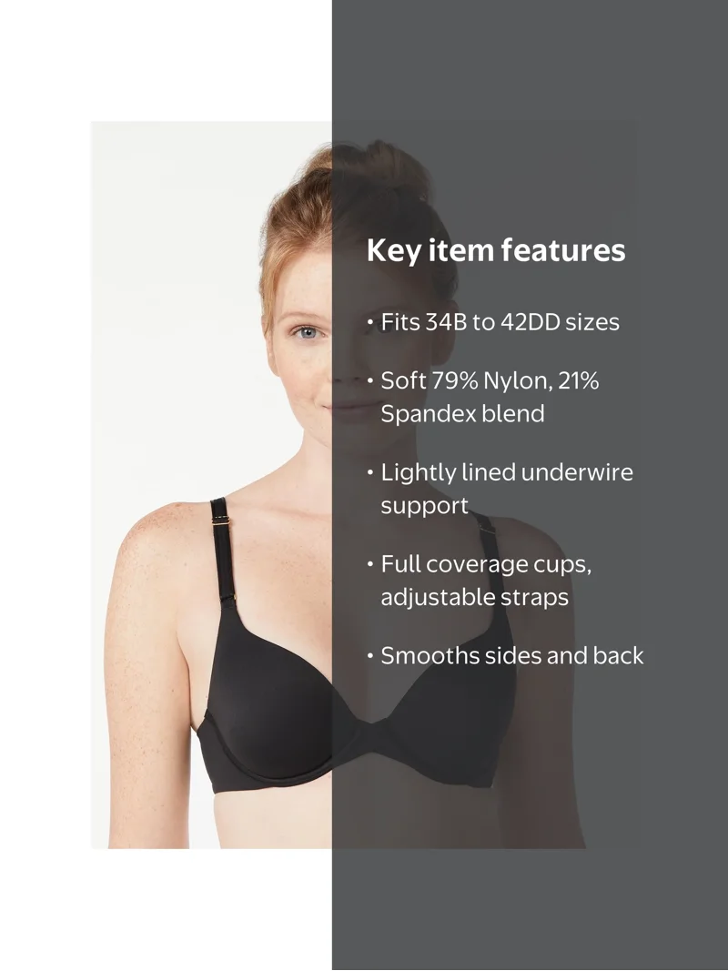 Joyspun Women's Smoothing T-Shirt Bra Sizes 34B to 42DD with Soft