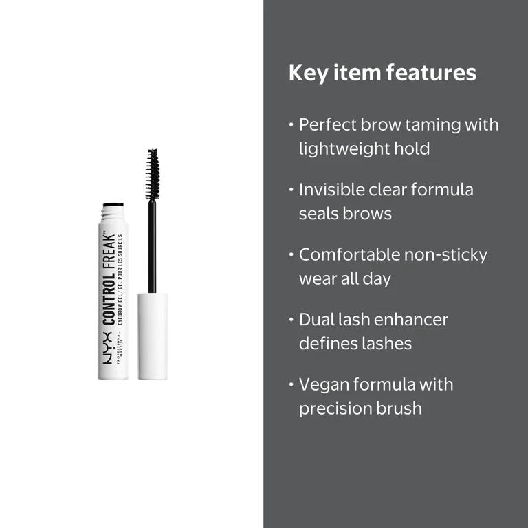 NYX Professional Makeup Control Freak Eyebrow Gel, Clear, 0.3 oz