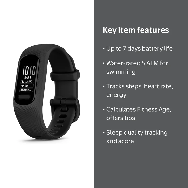 GARMIN, Fitness Tracker, 010-02645-04, Black Large - Walmart.com