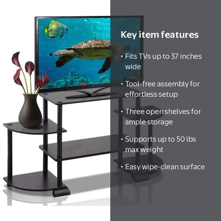 Furinno, Turn-N-Tube TV Stand, for TV up to 37, Black - Walmart.com