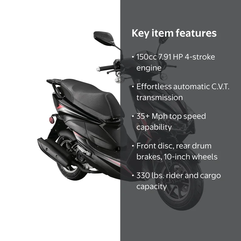 HHH X18 150cc Scooter Street Motorcycle Gas Moped 150cc Adult Bike