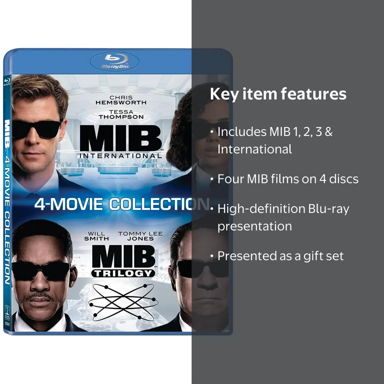 New Men In Black Movie 4 Pack: MIB 1 2 3 & International (Blu-ray